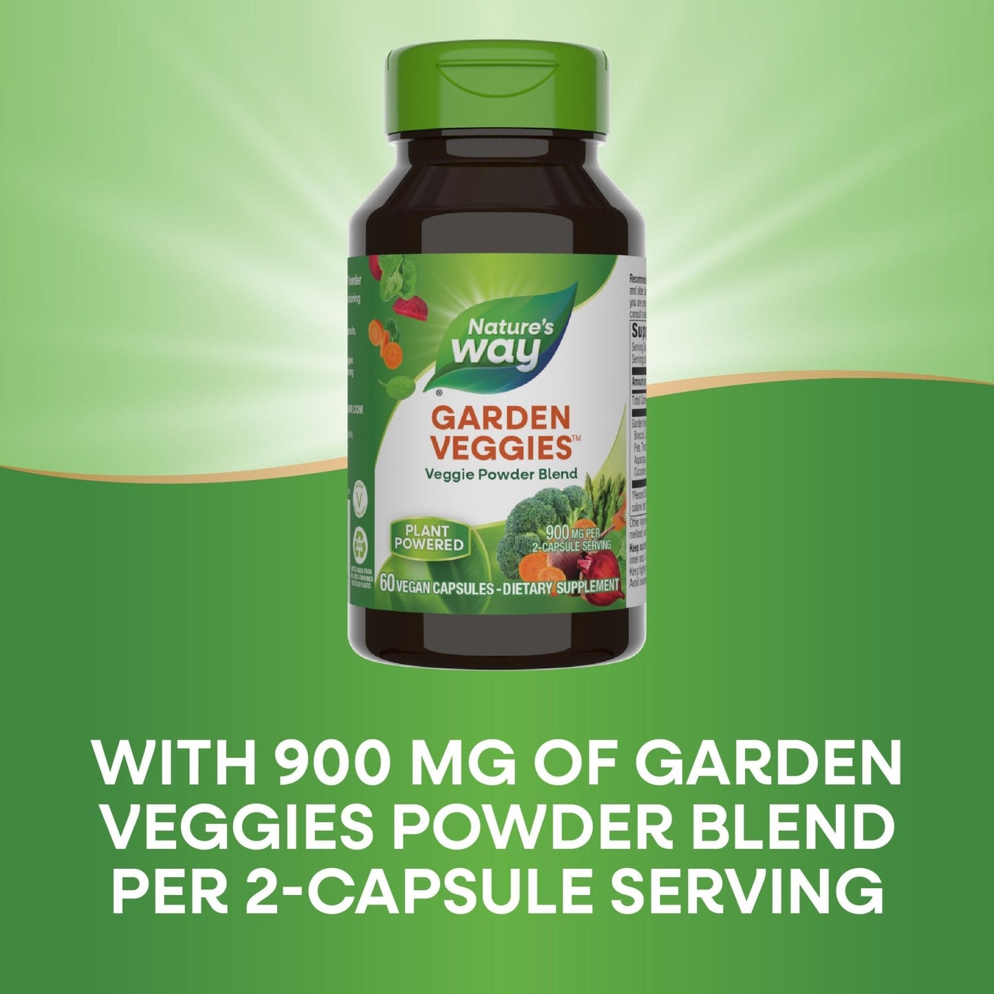 Nature’s Way Garden Veggies, Vegetable Supplement Capsules, Plant-Powered Powder Blend Made with 12 Different Vegetables, Green Superfood Veggie Blend - Maple Wellness Supplements