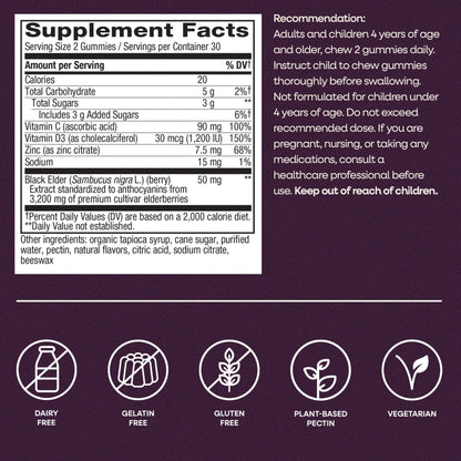 Nature’s Way Sambucus Elderberry Gummies, Immune Support Gummy for Adults & Kids Ages 4+ with Black Elderberry Extract, Vitamin C - Maple Wellness Supplements