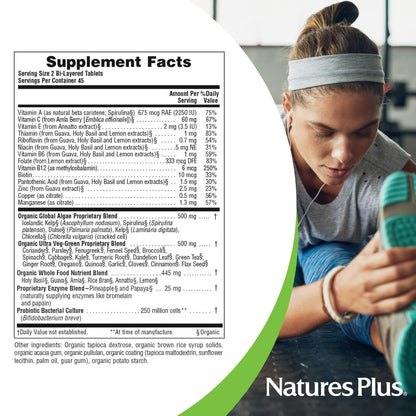 NaturesPlus Ultra Juice Green - 90 Bi-Layered Tablets - Supports Immune Health, Digestion & Energy Production - Organic, Non-GMO, Vegan, Gluten Free - 45 Servings - Maple Wellness Supplements