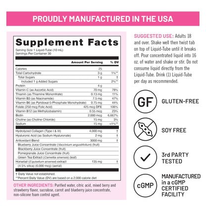 NatureWise Hydrolyzed Liquid Collagen for Women & Men 4000mg - High Absorption, Type 1 & 3 Peptides with Biotin + Vitamin C + Vitamin B Complex & Hyaluronic Acid - Maple Wellness Supplements