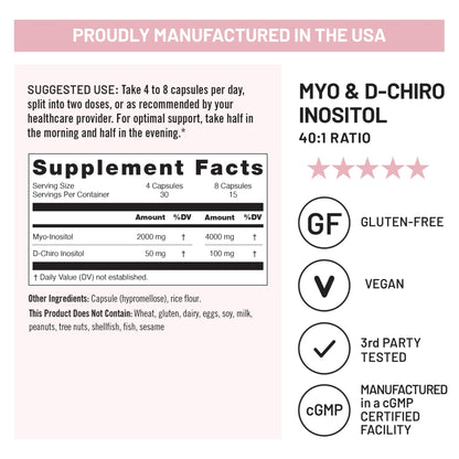 NatureWise Myo-Inositol & D-Chiro Inositol Supplement for Women - Fertility Supplements for Women - Ideal 40:1 Ratio - Myo Inositol 2000mg - Non-GMO, Vegan, USA Manufactured - [30-Day Supply] - Maple Wellness Supplements