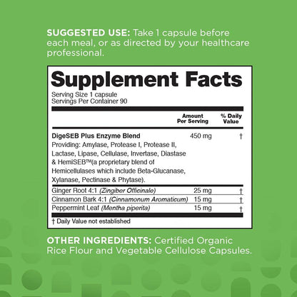 nbpure Vegan Digestive Enzyme Complex – Daily Bloating, Gas, & Food Digestive Support for Women & Men – 12 Enzymes & 3 Herbs – Lactase, Protease, Lipase - Maple Wellness Supplements