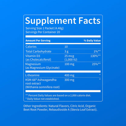 Nello Supercalm Powdered Drink Mix, Cortisol Reducer and Sleep Aid Supplement, L Theanine, Ksm-66 Ashwagandha, Magnesium Glycinate, Vitamin D 3, No Sugar, Non GMO - Maple Wellness Supplements