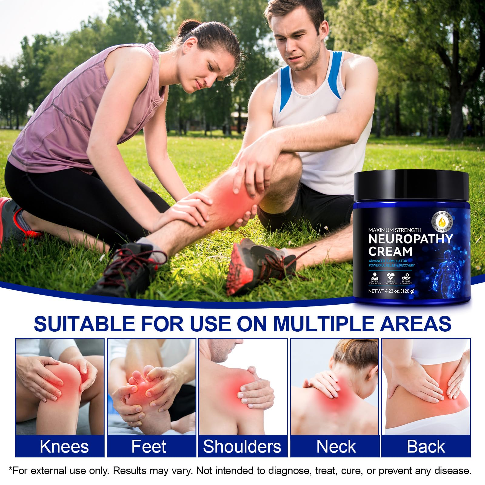 Neuropathy Cream for Feet, Legs & Hands – Lightweight, Plant-Based Formula with Cooling Comfort, 4 oz - Maple Wellness Supplements