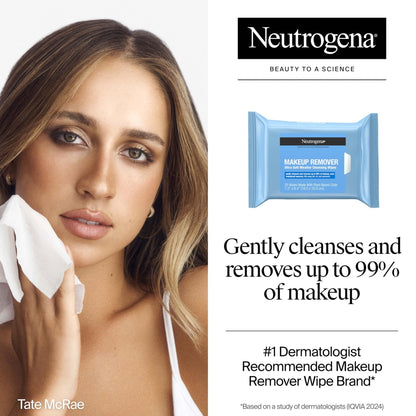 Neutrogena Makeup Remover Wipes Micellar Alcohol-Free Face Towelettes Remove Waterproof Mascara & Oil, Compostable 100% Plant-Based Cloth - Maple Wellness Supplements