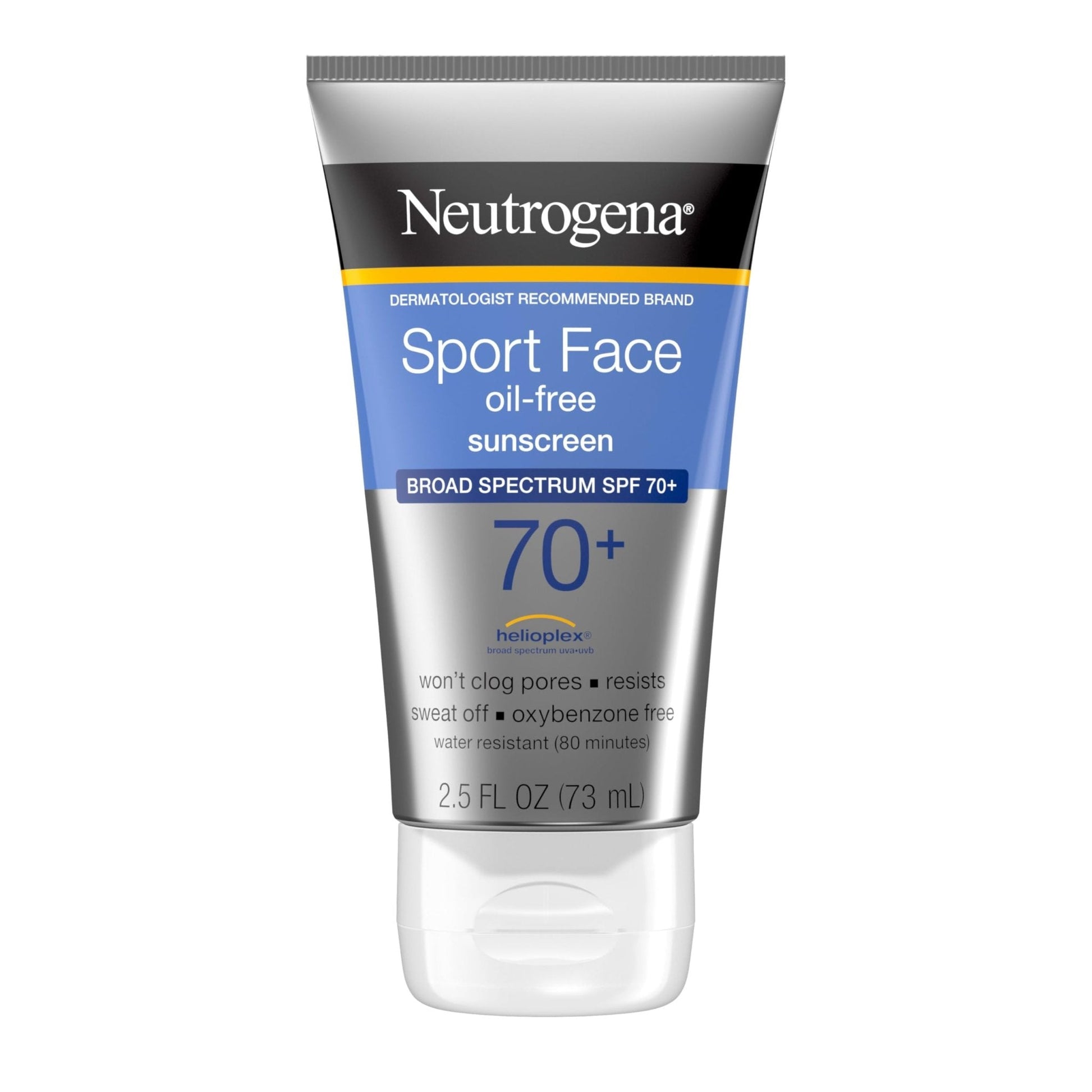 Neutrogena Sport Face Sunscreen SPF 70+, Oil-Free, 2.5 fl oz, Sweat & Water-Resistant - Maple Wellness Supplements