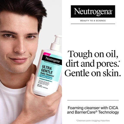 Neutrogena Ultra Gentle Foaming Facial Cleanser, Fragrance Free Hydrating Face Wash for Sensitive Skin, Daily Non Over Drying Makeup Remover - Maple Wellness Supplements