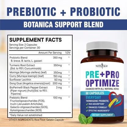 NEW AGE Pro Optimize Probiotics for Women, Menopause, Digestive Health - Support for Bloating, Hot Flashes, Joint Support, Night Sweats - Maple Wellness Supplements