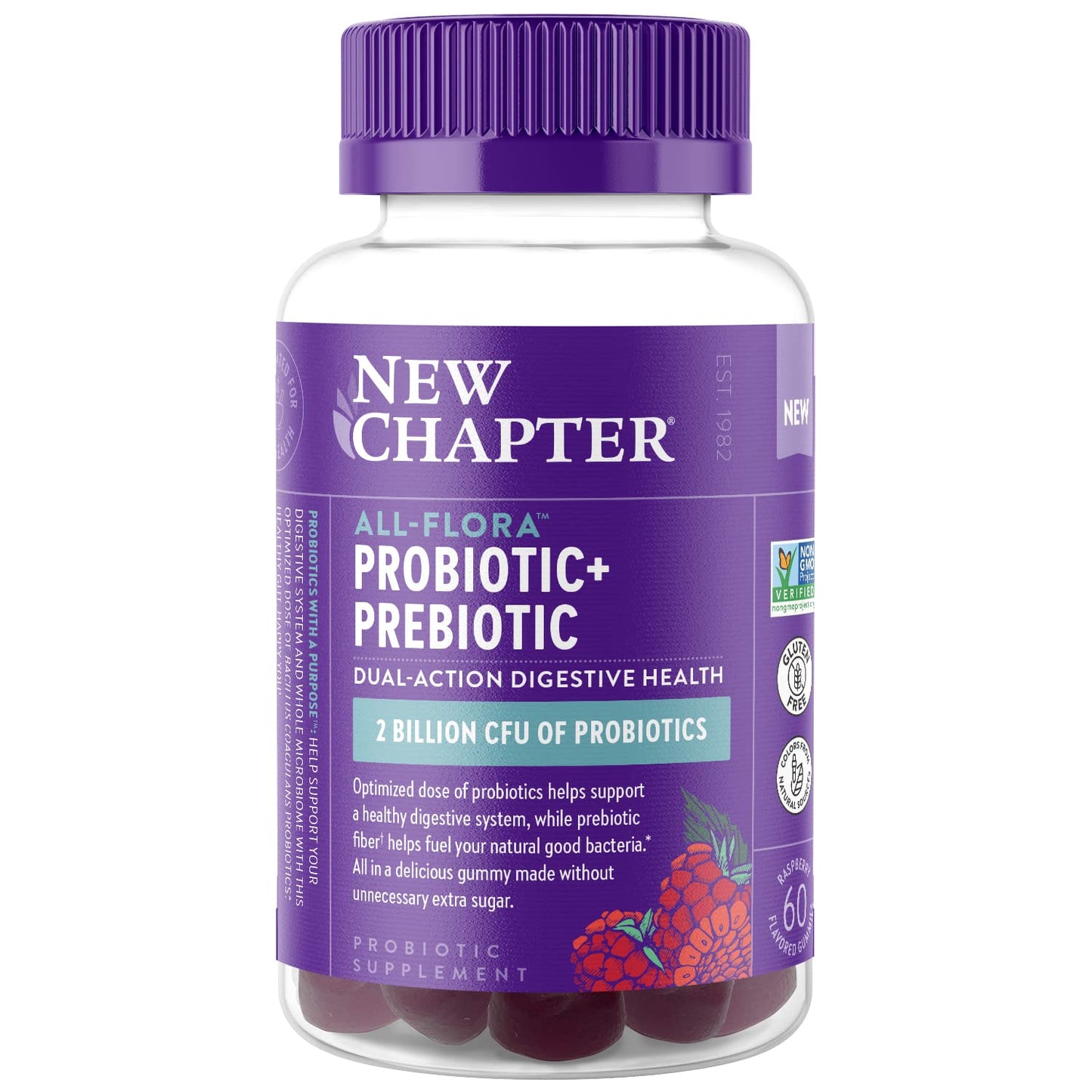 New Chapter Probiotic Gummies for Women and Men, All-Flora (1 Month Supply) – 55% Less Sugar+, Formulated for Holistic Gut Health Support with Probiotics + Prebiotic Fiber - Maple Wellness Supplements