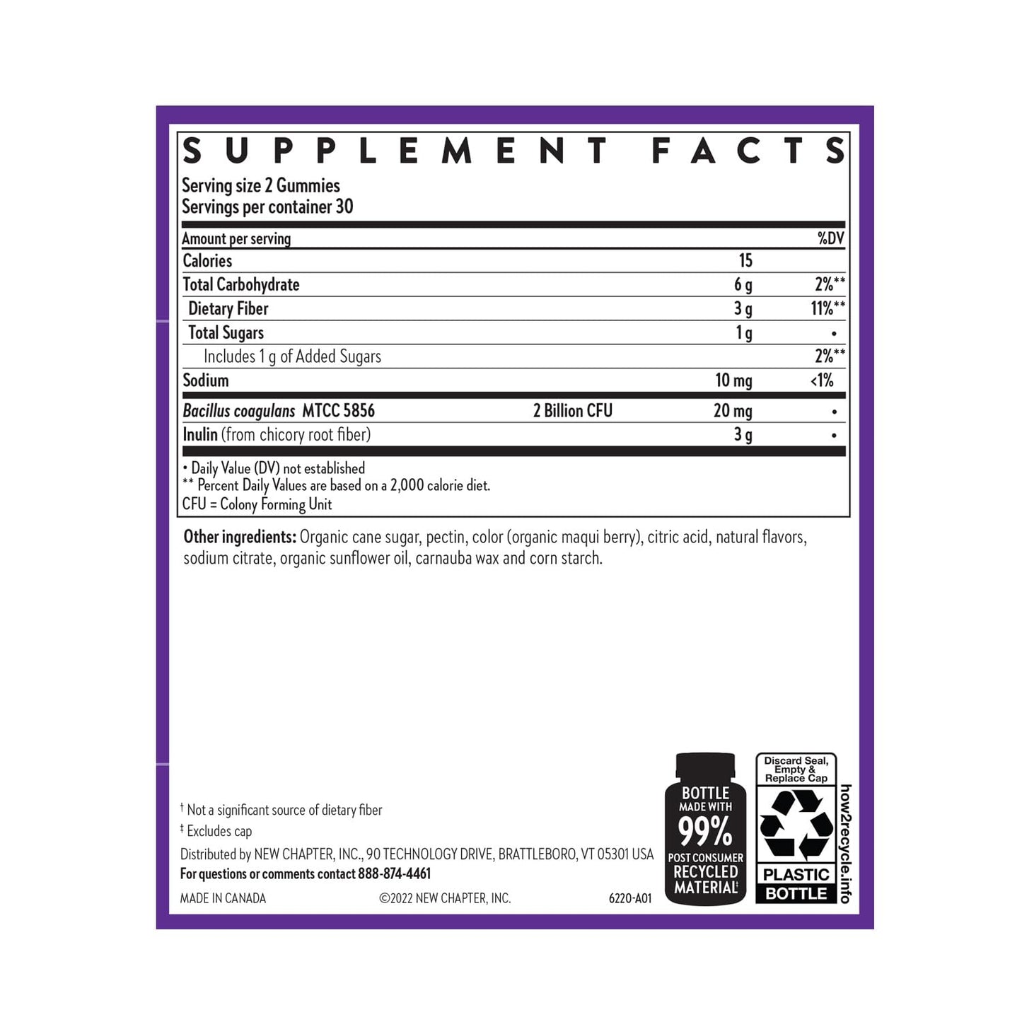 New Chapter Probiotic Gummies for Women and Men, All-Flora (1 Month Supply) – 55% Less Sugar+, Formulated for Holistic Gut Health Support with Probiotics + Prebiotic Fiber - Maple Wellness Supplements