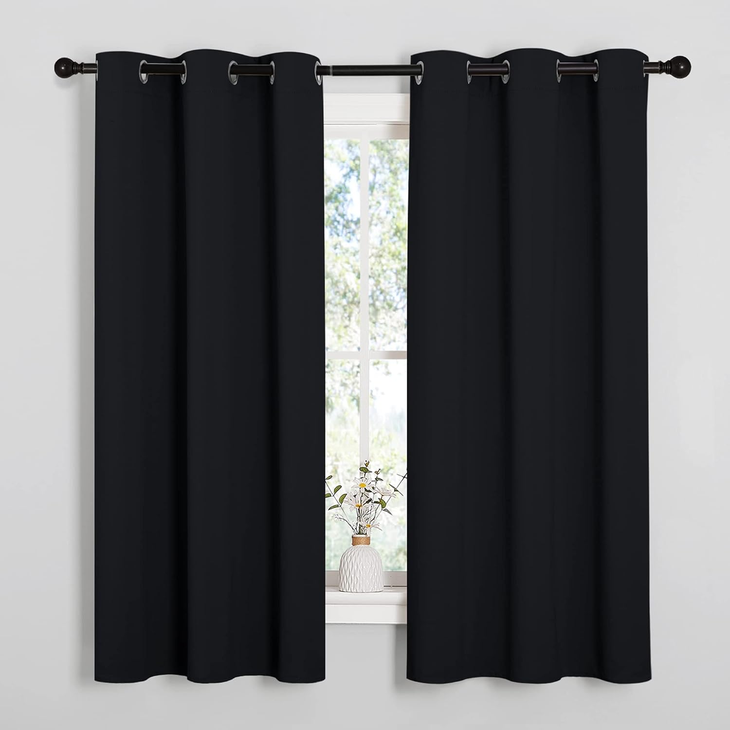 NICETOWN Pitch Black Solid Thermal Insulated Grommet Blackout Curtains/Drapes for Bedroom Window - Maple Wellness Supplements