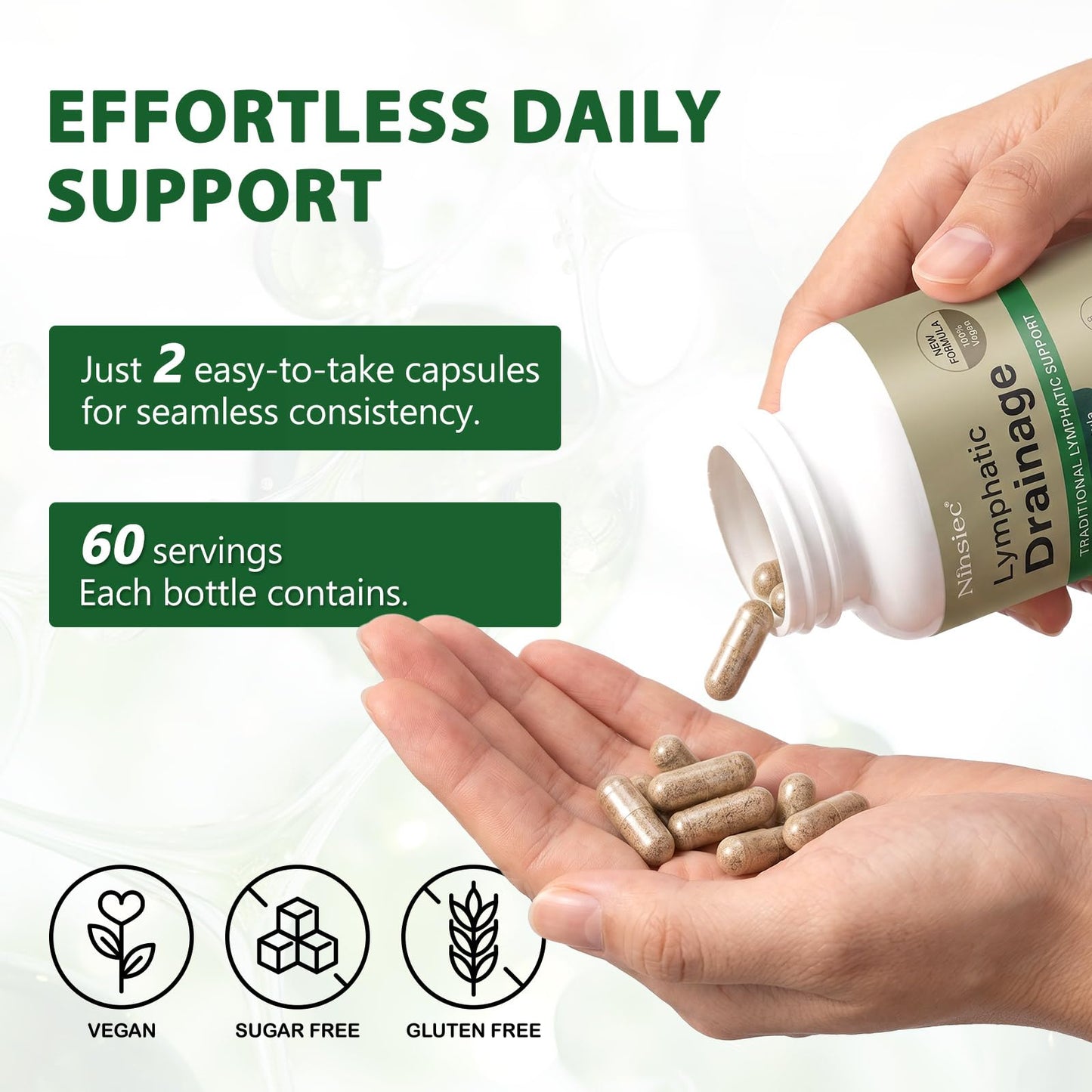 Ninsiec Lymphatic Drainage Supplements - Lymphatic Drainage Capsules for Immune Health,Supports Bloating & Daily Lymphatic Wellness, with Echinacea, Dandelion, and Burdock (120 Capsules) - Maple Wellness Supplements