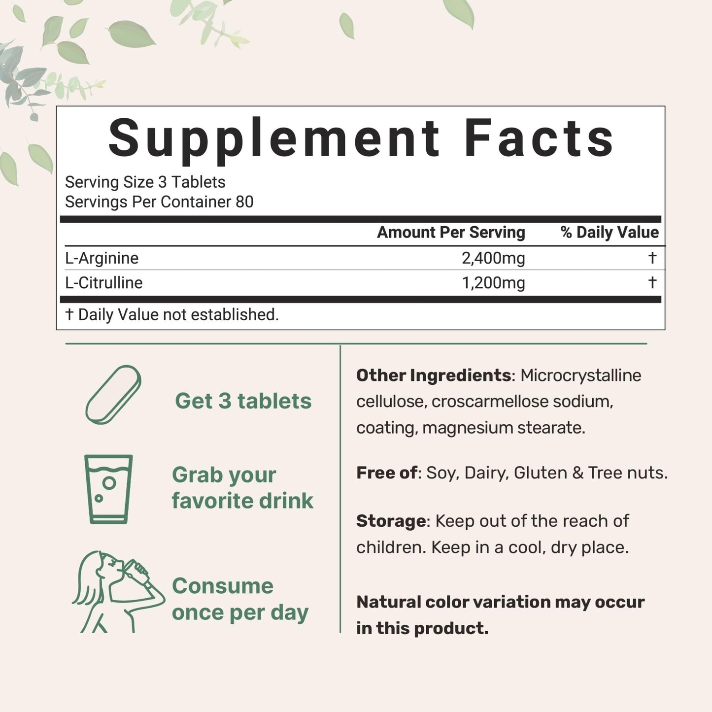 Nitric Oxide Supplements for Men & Women 3,600mg, 240 Bisected Tablets | 80 Servings | Max Strength Nitric Oxide Booster with L-Arginine & L-Citrulline - Maple Wellness Supplements