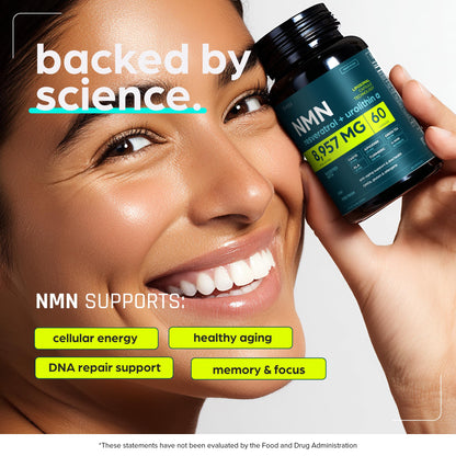 NMN Supplement 8957mg with Real NAD+ Not Just a Booster | Urolithin A, Resveratrol, CoQ10, Alpha Lipoic Acid, Green Tea Extract | Cellular Longevity & Energy Support for Men & Women - Maple Wellness Supplements