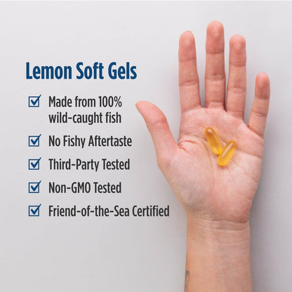 Nordic Naturals Omega-3, Lemon Flavor - 120 Soft Gels - 690 mg Omega-3 - Fish Oil - EPA & DHA - Immune Support, Brain & Heart Health, Optimal Wellness - Non-GMO - 60 Servings - Maple Wellness Supplements