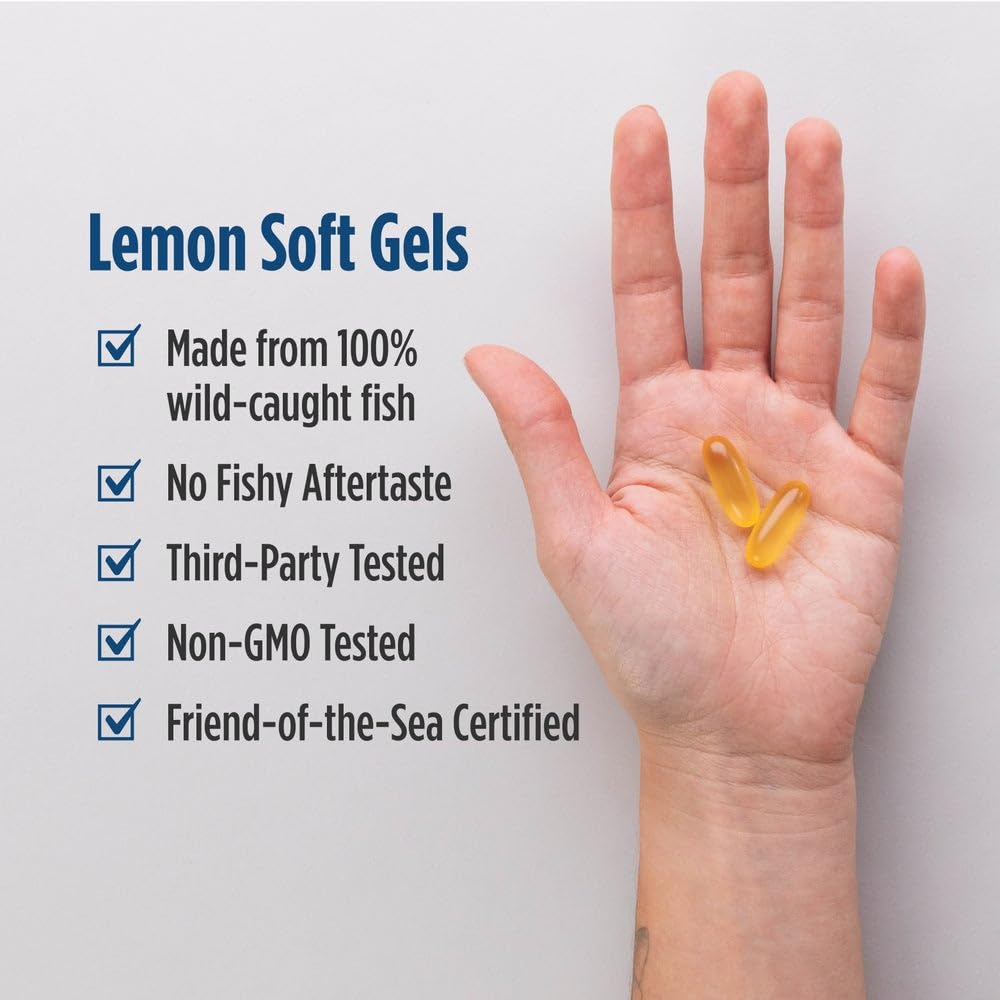Nordic Naturals Omega-3, Lemon Flavor - 180 Soft Gels - 690 mg Omega-3 - Fish Oil - EPA & DHA - Immune Support, Brain & Heart Health, Optimal Wellness - Non-GMO - 90 Servings - Maple Wellness Supplements