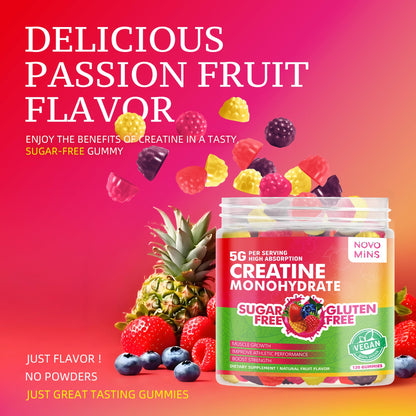 NSF Certified Creatine Gummy - Creatine Monohydrate Gummies 5000mg for Men & Women, Chewables Creatine Monohydrate for Muscle Strength, Muscle Builder, Energy Boost, Pre-Workout Supplement(120 Count) - Maple Wellness Supplements