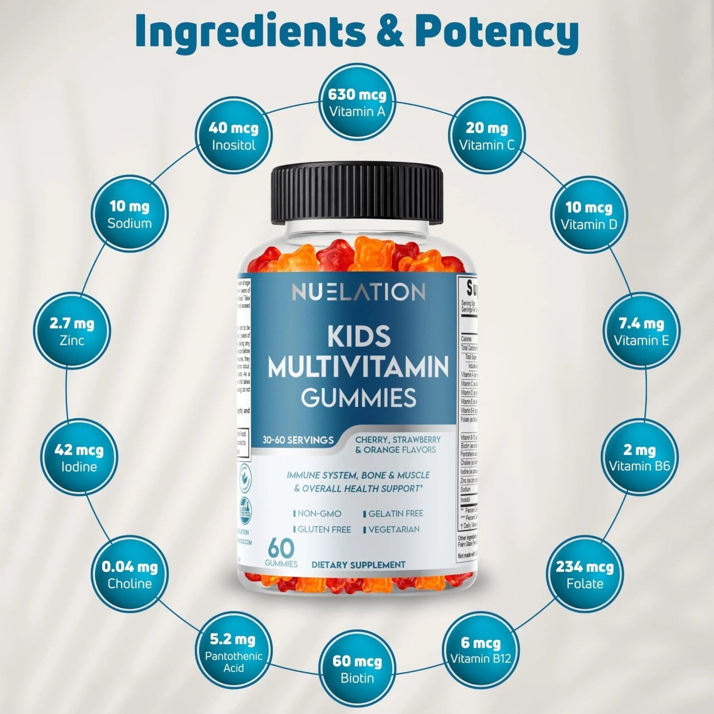 NUELATION Kids Multivitamin Gummies, 30-60 Day Supply with 14 Essential Kids Vitamins & Minerals. Toddler Vitamins for Overall Wellness. Non-GMO, Gelatin-Free, Gluten-Free, Vegetarian Children Vitamin - Maple Wellness Supplements