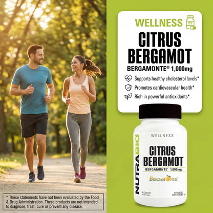 NutraBio Citrus Bergamot Bergamonte Extract Supplement, 1,000mg - May Help Promote Cardiovascular Health and Wellness, 90 Capsules - Maple Wellness Supplements