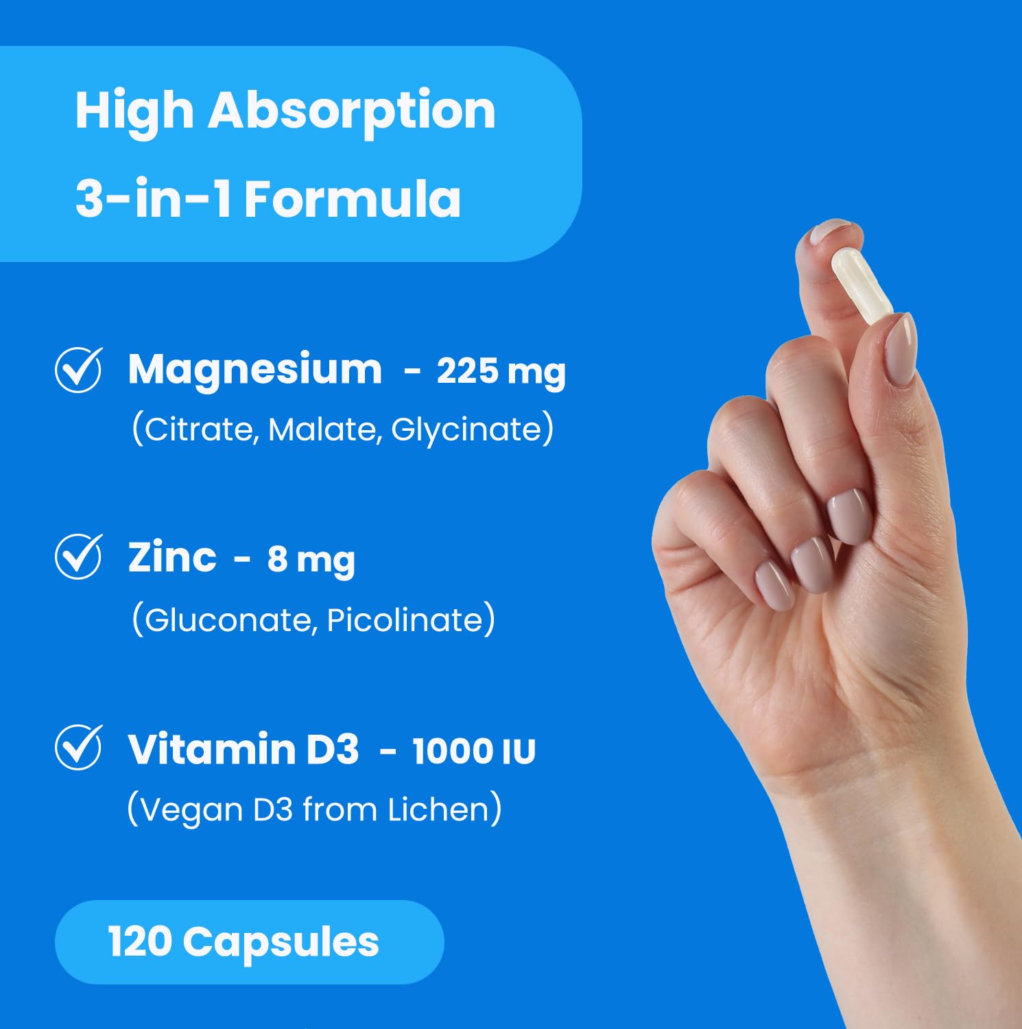 NutraChamps Magnesium Zinc & Vitamin D3 Supplement - Most Bioavailable Forms; Magnesium Glycinate, Malate, Citrate - Bone, Muscle & Heart Health, - Maple Wellness Supplements
