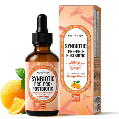 NutraPep Synbiotic Liquid Drops - Probiotic Prebiotic & Postbiotic Supplement for Adults Kids Ages 4+ - Daily Synbiotic for Gut Health Digestive & Immune Support - Maple Wellness Supplements