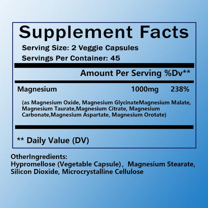 Nutrapure Magnesium Complex 7 Elemental Supplement - Magnesio Complex 1000mg Forms Including Glycinate, Citrate, Malate, Taurate Chelated | Energy Support | Vegan Non-GMO, 90 Capsules (2) - Maple Wellness Supplements