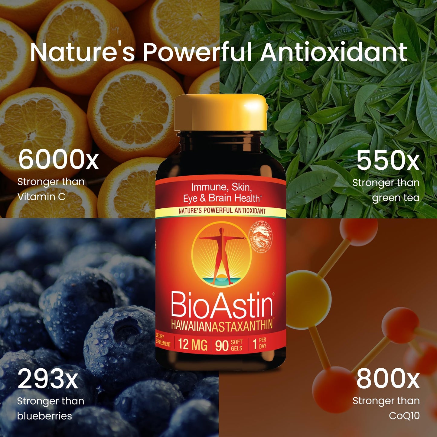 Nutrex Hawaii BioAstin Hawaiian Astaxanthin - 12mg, 90 Softgels - Farm-Direct Premium Antioxidant Supplement to Support Eye, Skin - Maple Wellness Supplements