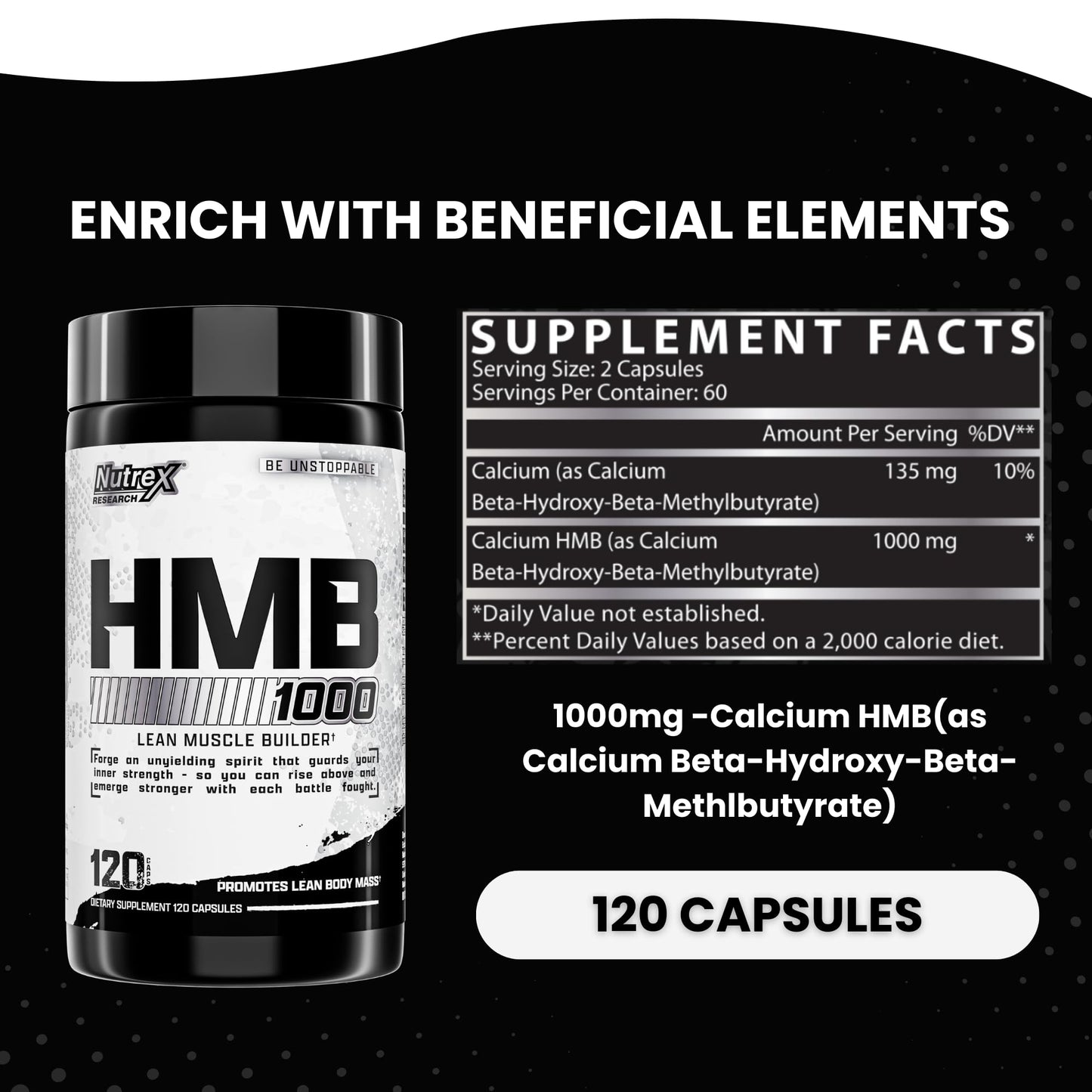 Nutrex Research HMB 1000 MG | Supports Muscle Recovery, Reduce Skeletal Muscle Damage, Increased Strength, Prevent Muscle Loss | 120 Capsules - Maple Wellness Supplements