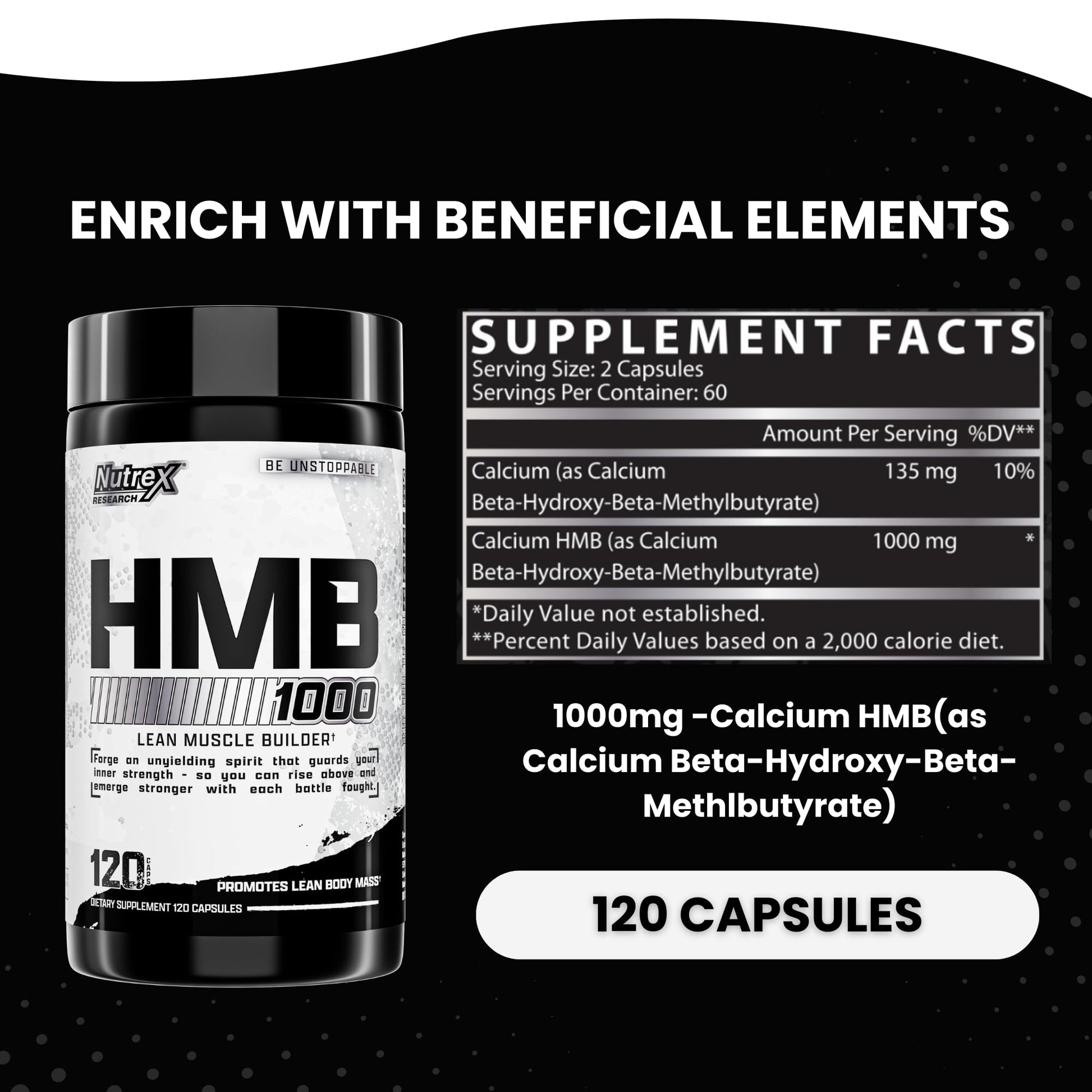 Nutrex Research HMB 1000 MG | Supports Muscle Recovery, Reduce Skeletal Muscle Damage, Increased Strength, Prevent Muscle Loss | 120 Capsules - Maple Wellness Supplements