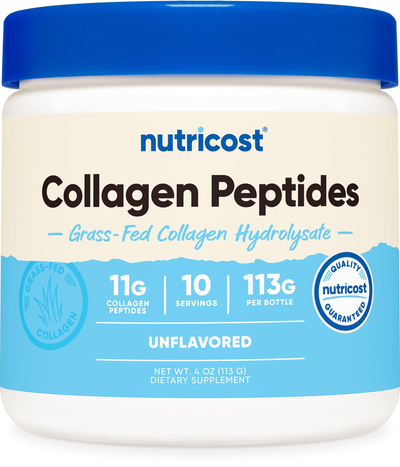 Nutricost Collagen Peptides Powder 4 oz (Unflavored) Type I, Type III Collagen - Grass-Fed, Gluten Free and Non-GMO - Maple Wellness Supplements