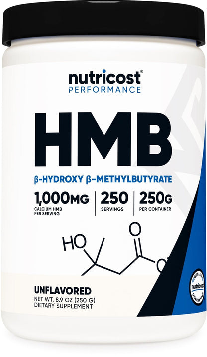 Nutricost HMB Powder (Beta-Hydroxy Beta-Methylbutyrate) 250 Grams - Gluten Free & Non-GMO - Maple Wellness Supplements