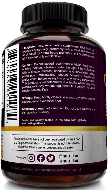 NutriFlair Multi Collagen Peptides 2250mg - Type I, II, III, V, X - Collagen Supplements Complex Powder Pills for Women and Men - Hydrolyzed Protein, Healthy Hair, Skin, Nails - Non-GMO (180 Capsules) - Maple Wellness Supplements