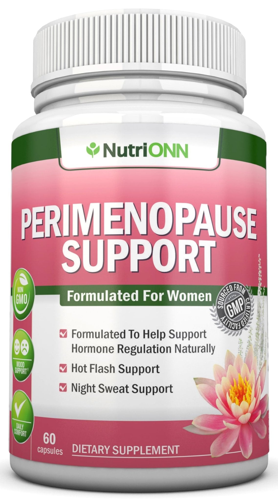 NutriONN Perimenopause Supplement for Women - Natural Support for Hot Flashes & Night Sweats - Improved Mood & Sleep - 11 Herbal Ingredients with Black Cohosh & Red Clover - Hormone Balance - Non-GMO - Maple Wellness Supplements