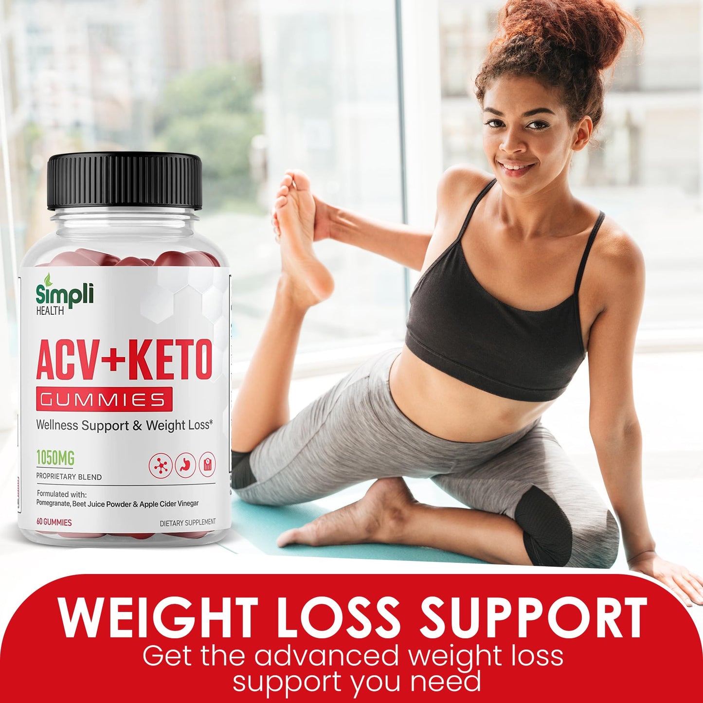 Nutrocell Simpli Health ACV Ketos Gummies Keto Apple Cider Vinegar 1050mg, Simplihealth - Maple Wellness Supplements