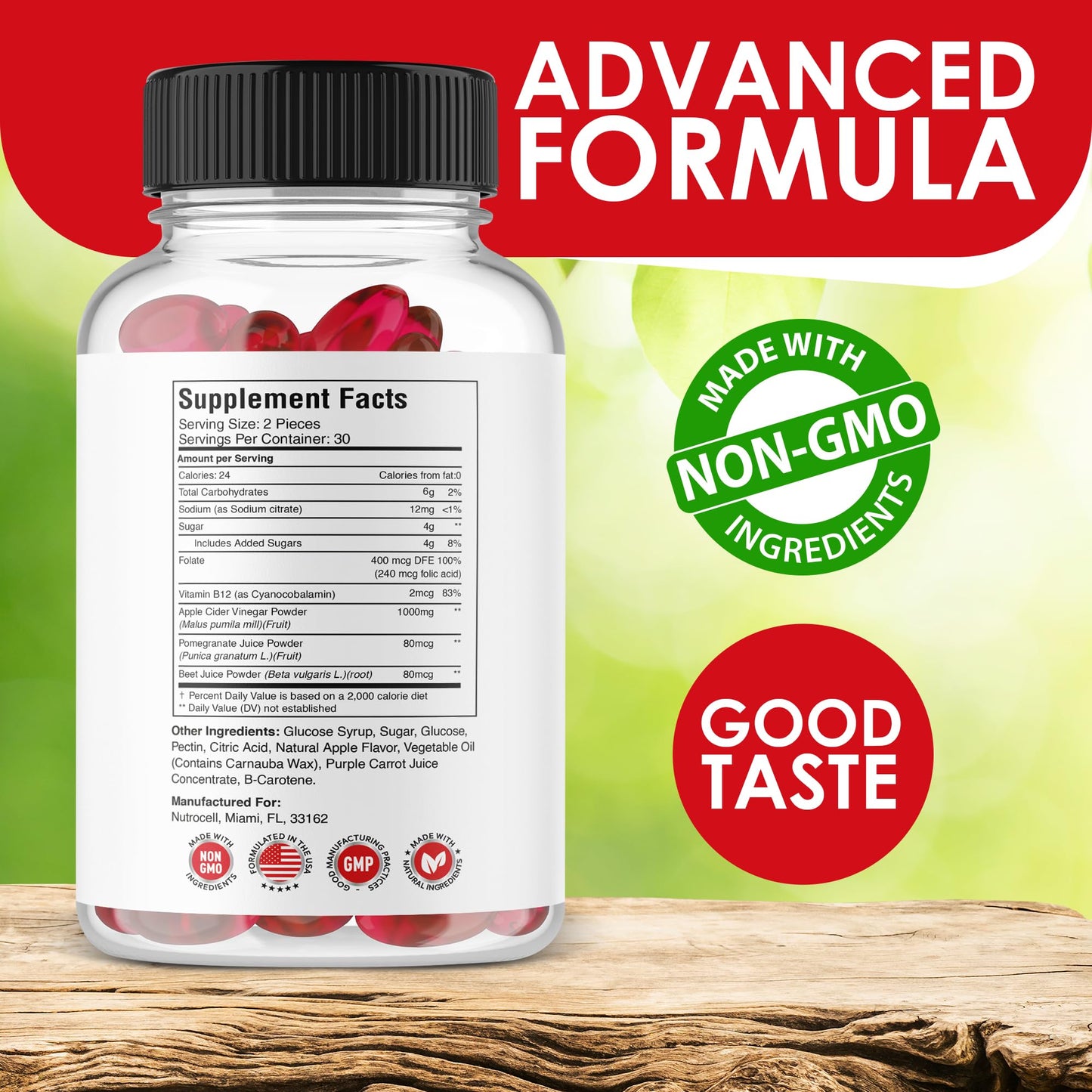 Nutrocell Simpli Health ACV Ketos Gummies Keto Apple Cider Vinegar 1050mg, Simplihealth - Maple Wellness Supplements