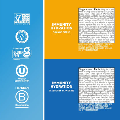 Nuun Immunity Electrolyte Tablets with Vitamin D, C, E, & A, Ginger, Elderberry, Magnesium & 4 Other Essential Electrolytes, Vegan, Blueberry Tangerine & Orange Citrus, 4 Pack (40 Servings Total) - Maple Wellness Supplements