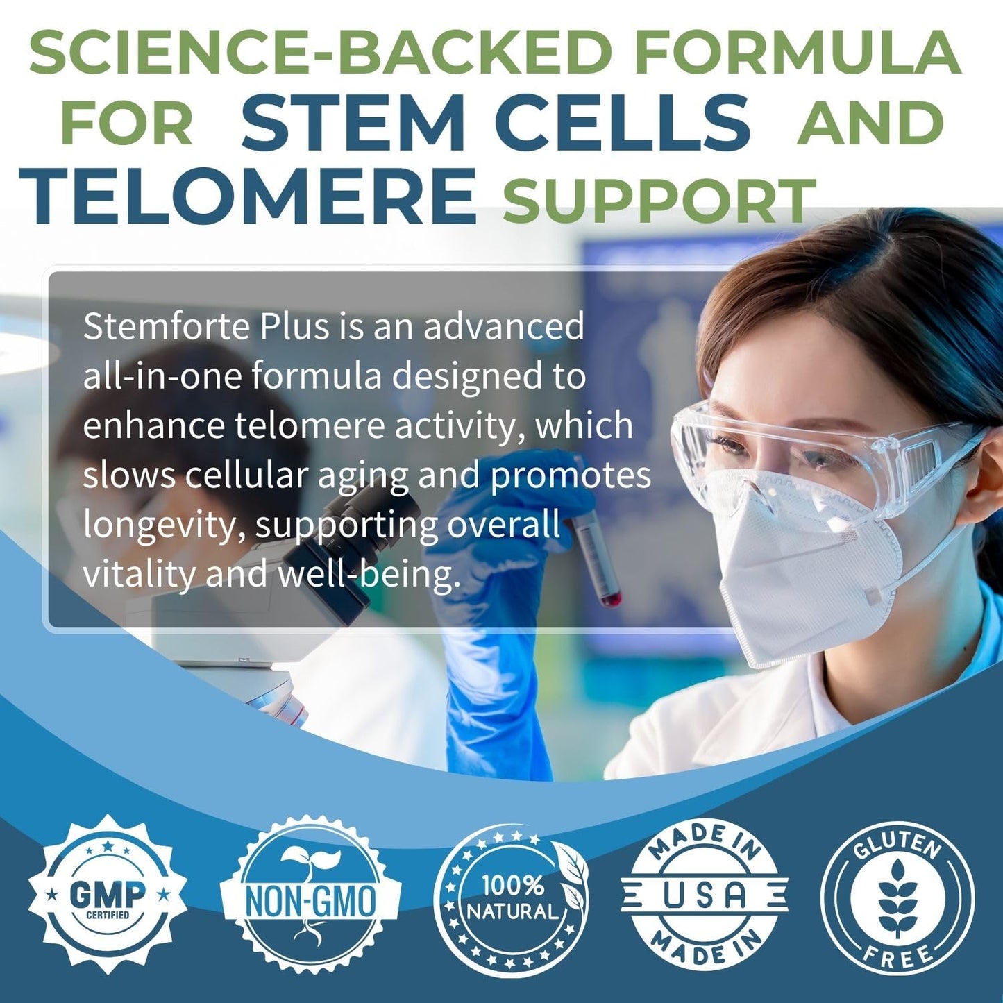NuVi Global Stemforte Plus Stem Cell and Telomere Supplements – Cell Regeneration, Cell Growth & Telomere Support for Healthy Aging & Cellular Health – 90 Capsules for Men & Women - Maple Wellness Supplements