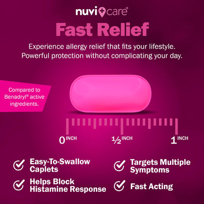 NUVICARE Allergy Relief Tablets - Diphenhydramine 25mg Antihistamine Tablets for Runny Nose, Sneezing, Itchy Eyes & Throat - Compare to Benadryl Allergy Meds - OTC Adult Allergy Medicine (300 Count) - Maple Wellness Supplements