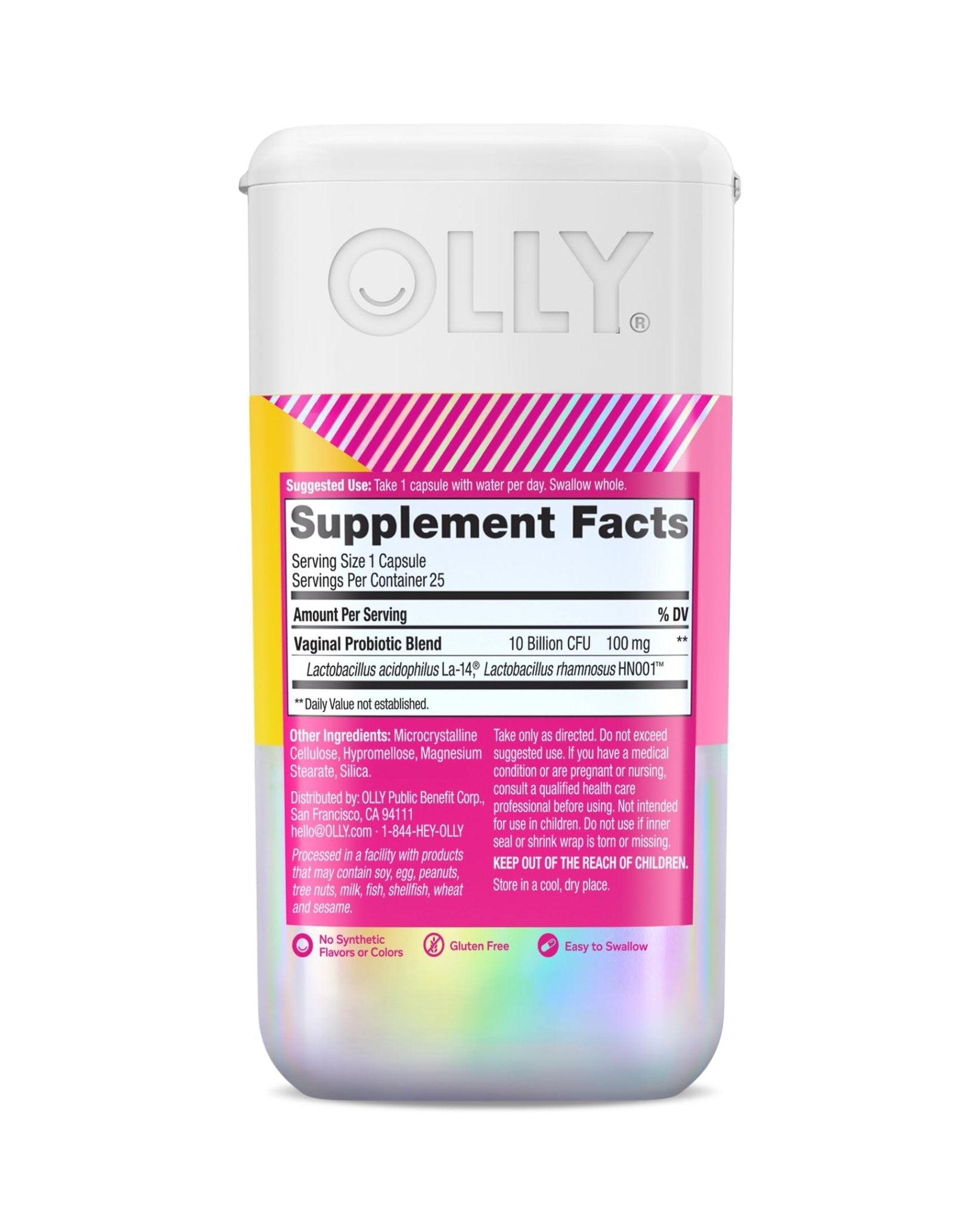 OLLY Happy Hoo-Ha Capsules, Probiotic for Women, Vaginal Health and pH Balance, 10 Billion CFU, Gluten Free - 25 Count - Maple Wellness Supplements