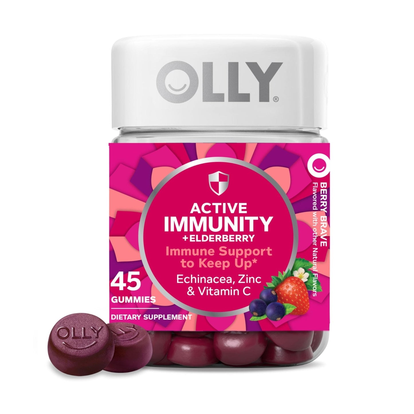 OLLY Immunity Gummy, Immune Support, Elderberry, Zinc, Vitamin C, Supplement, Berry Flavor, 15 Day Supply - 45 Count - Maple Wellness Supplements