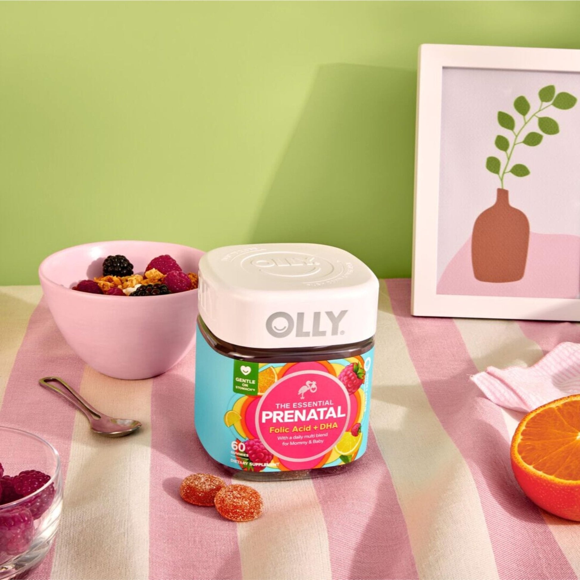 OLLY Prenatal Multivitamin Gummy, Supports Healthy Growth and Brain Development, Folic Acid, Vitamin D, Omega 3 DHA, Chewable Supplement - Maple Wellness Supplements
