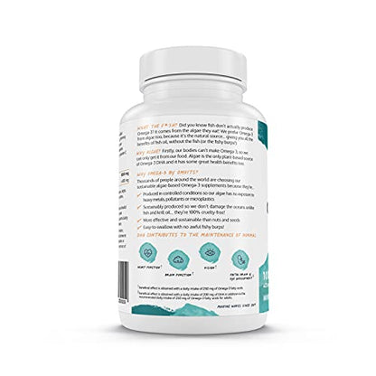 Omvits Vegan Omega 3 DHA from Algae Oil 1000mg - 60 Softgel Capsules with Vitamin E - Maple Wellness Supplements
