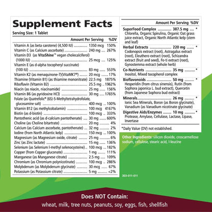 One n Only Whole Food Multivitamin by Pure Essence - Super Energetic Once a Day with Superfoods, Minerals, Enzymes - Maple Wellness Supplements