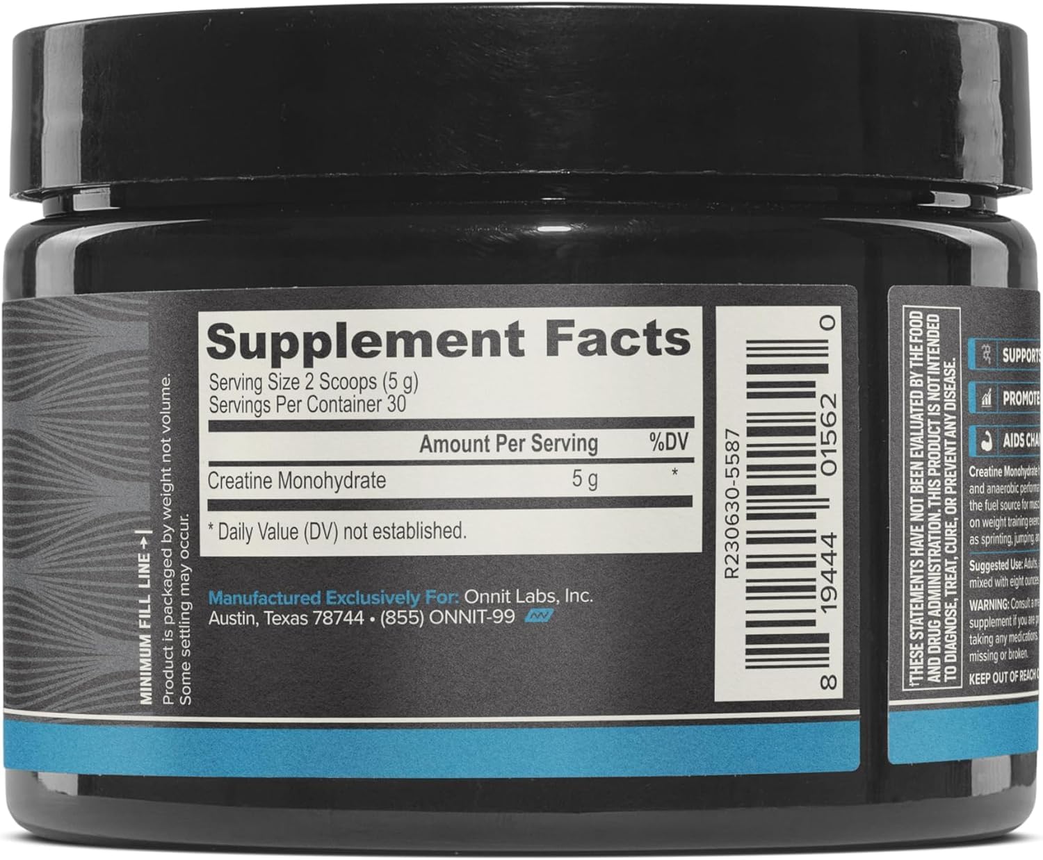 ONNIT Creatine Monohydrate Powder, IGEN™ Non-GMO Tested – 5g Premium Creatine for Muscle Strength, Power & Lean Mass, Supports Brain Health & Cellular Energy, Unflavored, 30 Servings, 5.29 oz 2-Pack - Maple Wellness Supplements