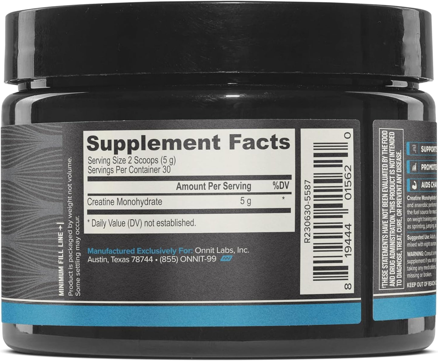 ONNIT Creatine Monohydrate Powder, IGEN(TM) Non-GMO Tested 5g Premium Creatine for Muscle Strength, Power and Lean Mass, Supports Brain Health - Maple Wellness Supplements