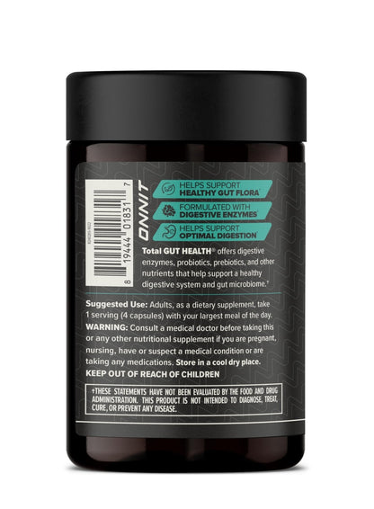 ONNIT Total Gut Health Daily Digestive Support, IGEN Non-GMO Tested Digestion Supplement for Women and Men with 7 Strains of Probiotics, Prebiotics, - Maple Wellness Supplements