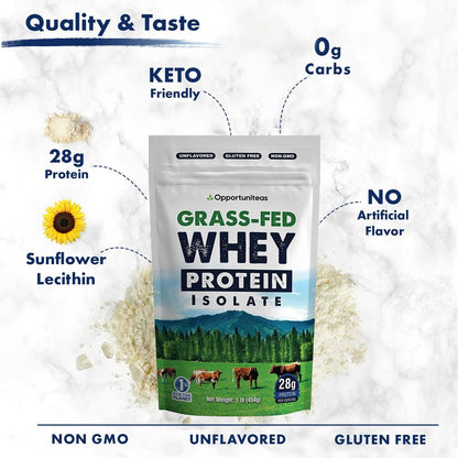 Opportuniteas Grass Fed Whey Protein Isolate Powder - Unflavored Whey Protein Isolate - Maple Wellness Supplements