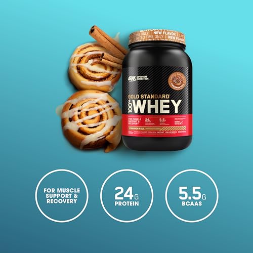 Optimum Nutrition Gold Standard 100% Whey Protein Powder, Cinnamon Roll, 2 Pound - Maple Wellness Supplements
