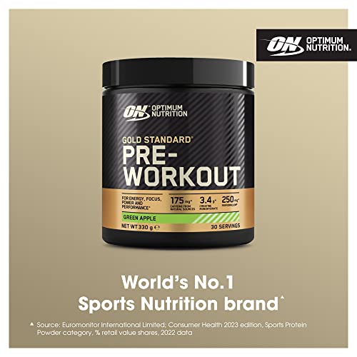 Optimum Nutrition Gold Standard Pre Workout Green Apple Flavoured Powder, 330g - Maple Wellness Supplements