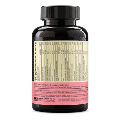 Optimum Nutrition Opti-Women, Vitamin C, Zinc and Vitamin D for Immune Support Womens Daily Multivitamin Supplement with Iron, Capsules, 120 Count - Maple Wellness Supplements
